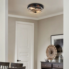 2-Light Modern Traditional Seeded Glass Flush Mount Decorative Ceiling Light for Bedroom Kitchen Living Room Hallway