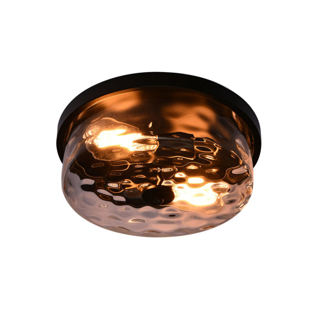 2-Light Modern Traditional Seeded Glass Flush Mount Decorative Ceiling Light for Bedroom Kitchen Living Room Dining Room
