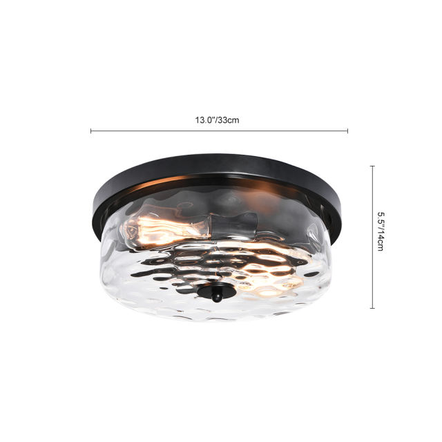 2-Light Modern Traditional Seeded Glass Flush Mount Decorative Ceiling Light for Bedroom Kitchen Living Room Dining Room