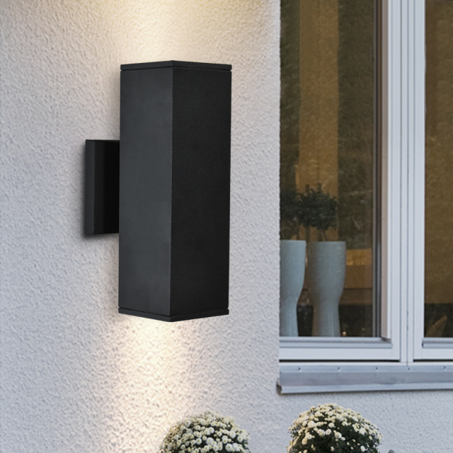 Modern 2-Light Outdoor Indoor Armed Wall Sconce Contemporary Porch Light in Black Finish