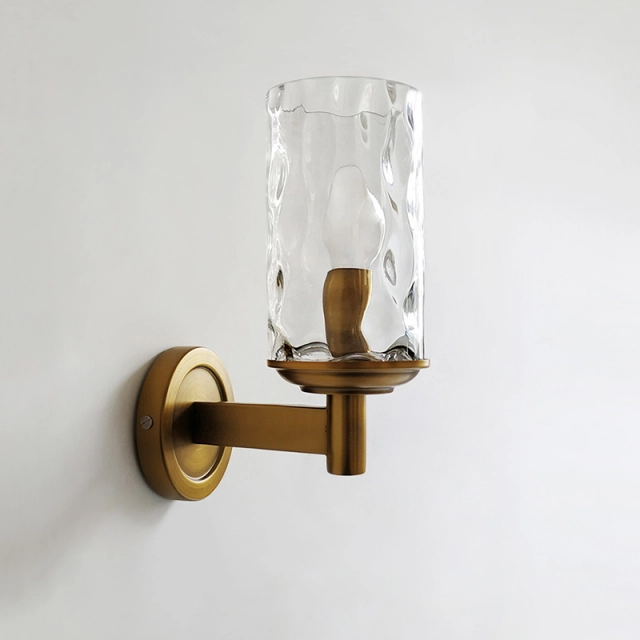 Dreamy Glam Modern Armed Wall Sconces Luxurious Water-grained Glass Shade Wall Light