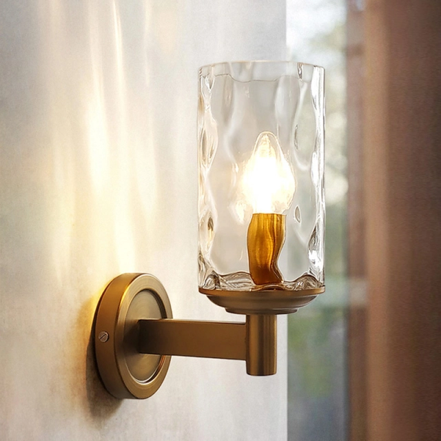 Dreamy Glam Modern Armed Wall Sconces Luxurious Water-grained Glass Shade Wall Light