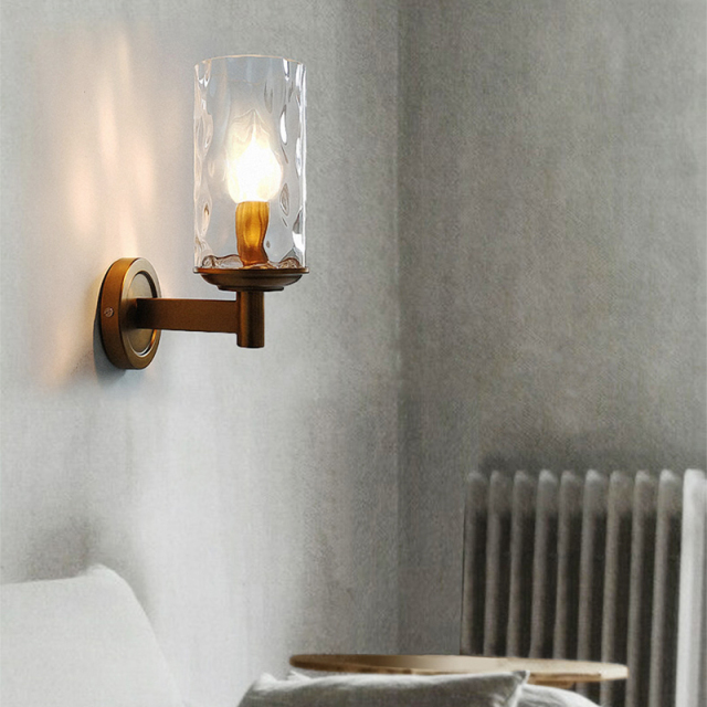 Dreamy Glam Modern Armed Wall Sconces Luxurious Water-grained Glass Shade Wall Light