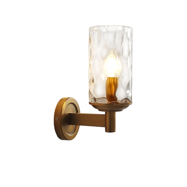 Dreamy Glam Modern Armed Wall Sconces Luxurious Water-grained Glass Shade Wall Light