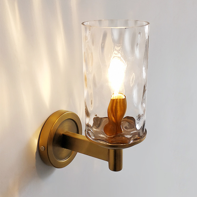 Dreamy Glam Modern Armed Wall Sconces Luxurious Water-grained Glass Shade Wall Light