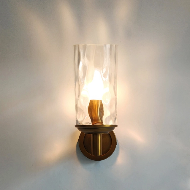 Dreamy Glam Modern Armed Wall Sconces Luxurious Water-grained Glass Shade Wall Light