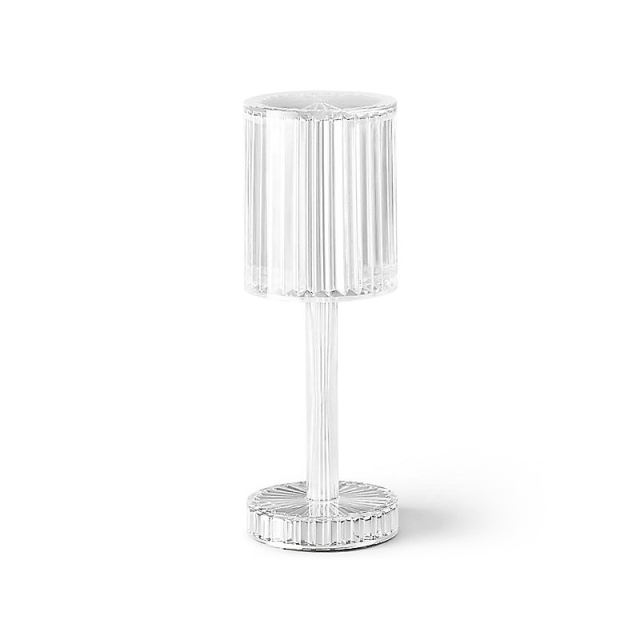 Modern Battery Clear PMMA Crystal Cylinder Table Lamp Bedroom Bedside Table Light