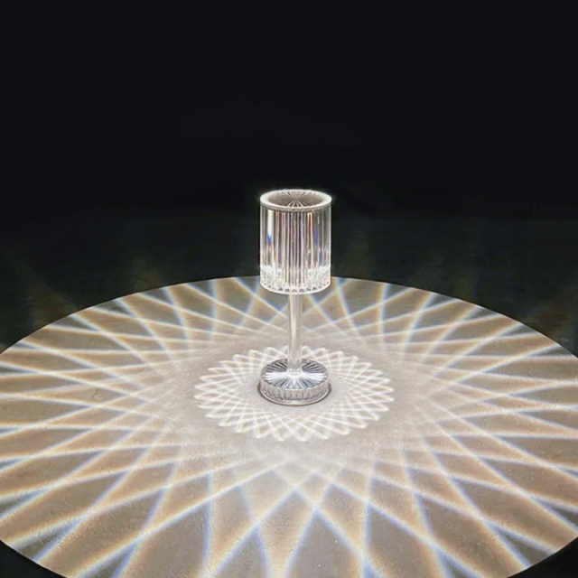 Modern Battery Clear PMMA Crystal Cylinder Table Lamp Bedroom Bedside Table Light