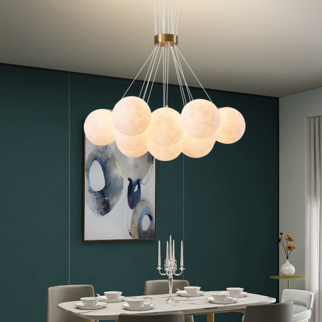 Cloud 13-light Modern Glam Bubble Chandelier Cluster Pendant Mood Light with Milk Globes for Living Room Dining Room Girls Room Kid's Bedroom