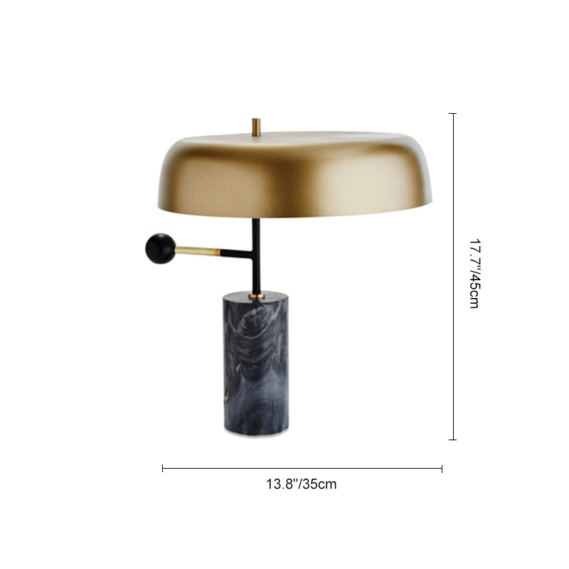 Midcentury Marble Grey Table Lamp Fixture with Exquisite Brass Shade