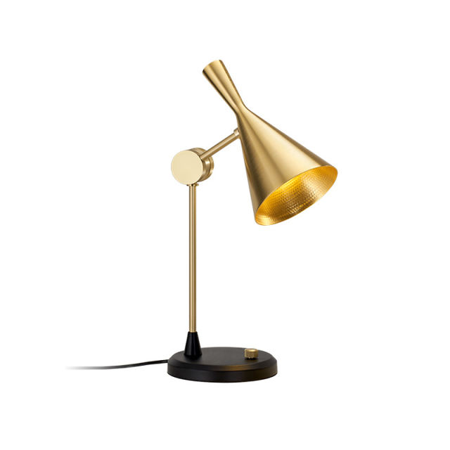 Designer Modern Style Adjustable Table Lamp with Cone-Shape in Black/ Brass Finish