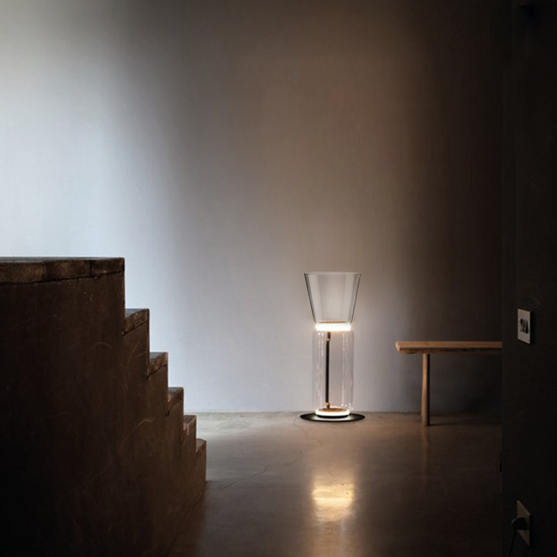 Designer Modern LED Table Lamp Floor Lamp with Hand-blown Transparent Glass Cylinder Diffuser