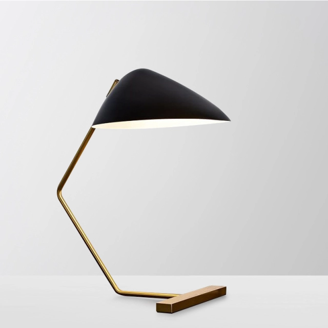 Black Modern Table Lamp Classic Mid-century Desk Lamp with Shell Shade
