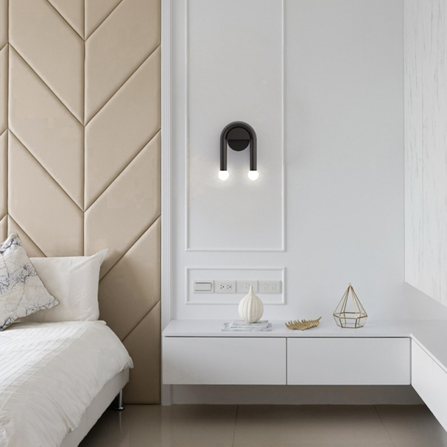 2-Light Minimalist Arched Metal Wall Sconce with Simple U Shape