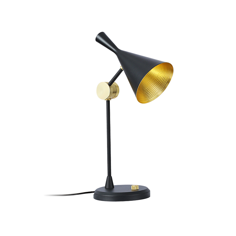 Designer Modern Style Adjustable Table Lamp with Cone-Shape in Black/ Brass Finish