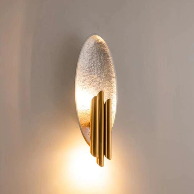 Mid-century Tube Wall Sconce with Oval Backplate for Bedroom Bedside
