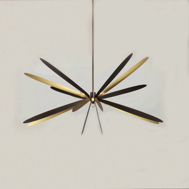 6-Light Mid-century Modern Pendant Lighting Fixture Dragonfly Wings Sputnik Chandelier for Living Room Dining Table