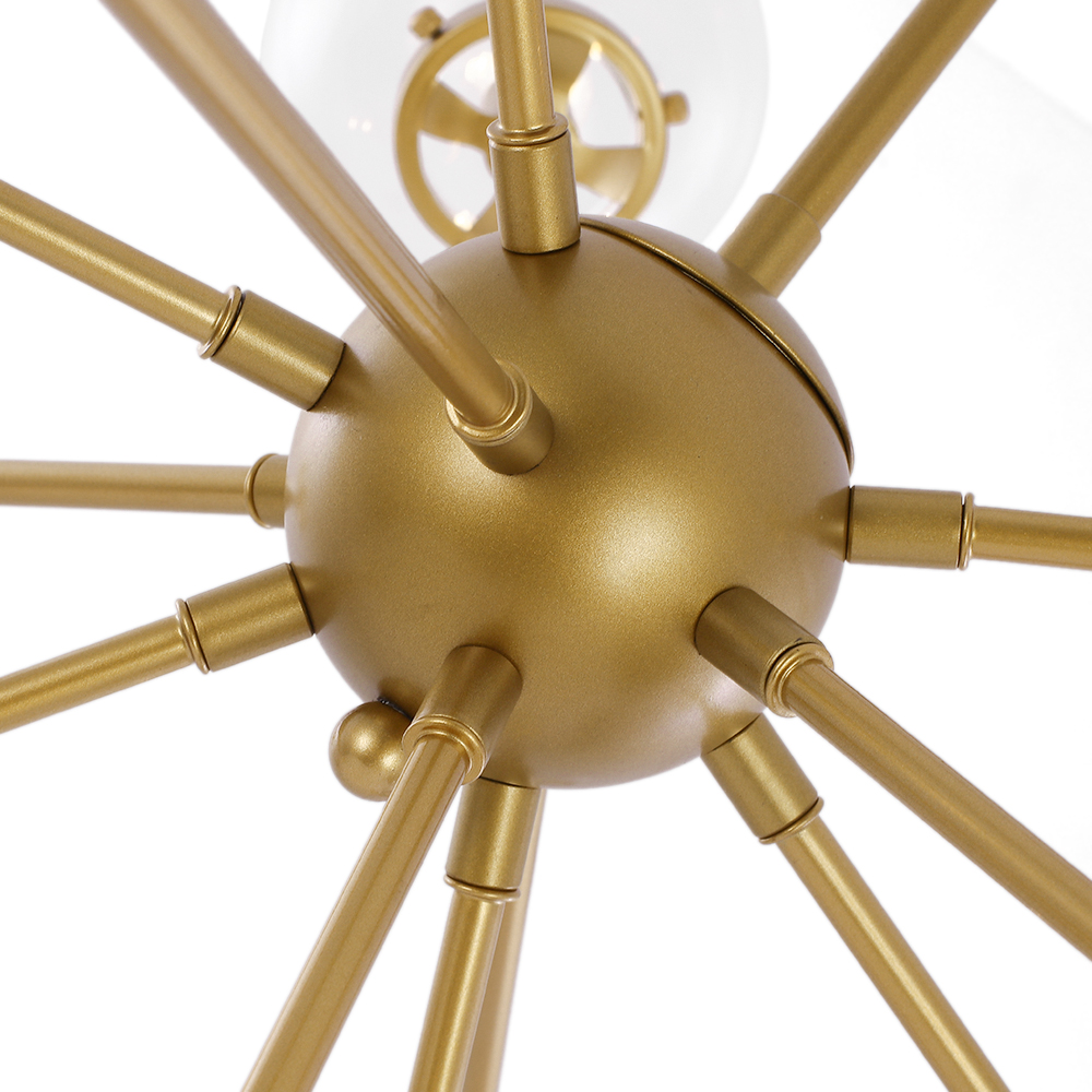 Modern Mid-Century 12- Lights Sputnik Glass Sphere Chandelier for Living Room Bedroom
