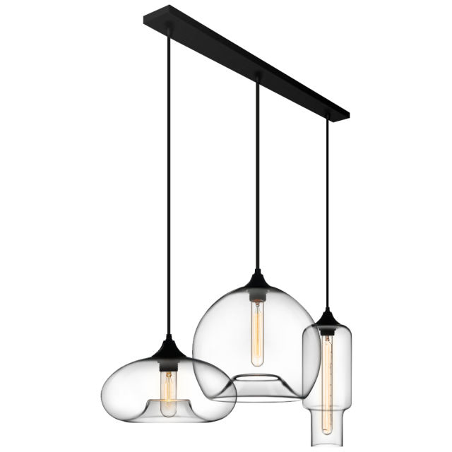 Modern Style 3 Light Pendant Light with Clear Glass Shade for Dining Room  Kitchen Island