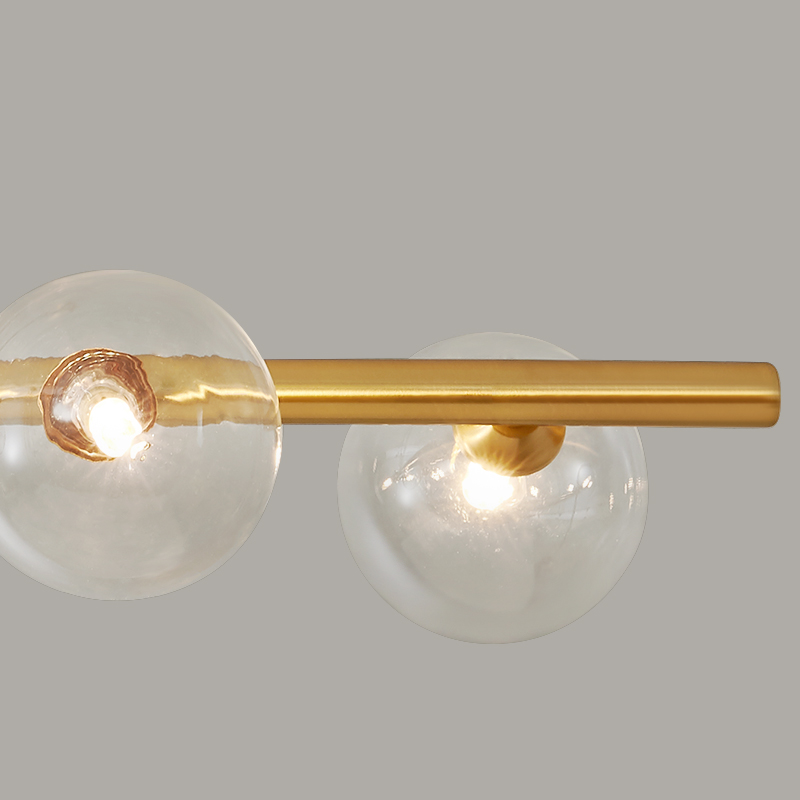Modern Brass 6-Light Linear Bubble Glass Chandelier for Kitchen/ Dining Table