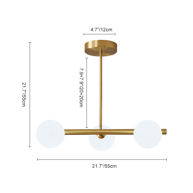 Modern 3-Light Sputnik Chandelier with Opal Globes for Living Room Dining Room