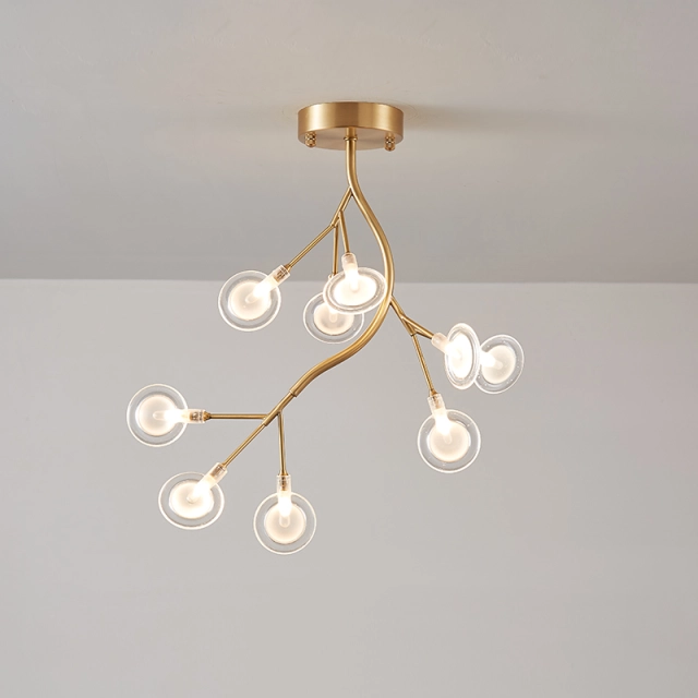 9-Light Contemporary Chandelier Ceiling Light with Sputnik Arms in Acrylic Shades for Master Bedroom/Living Room