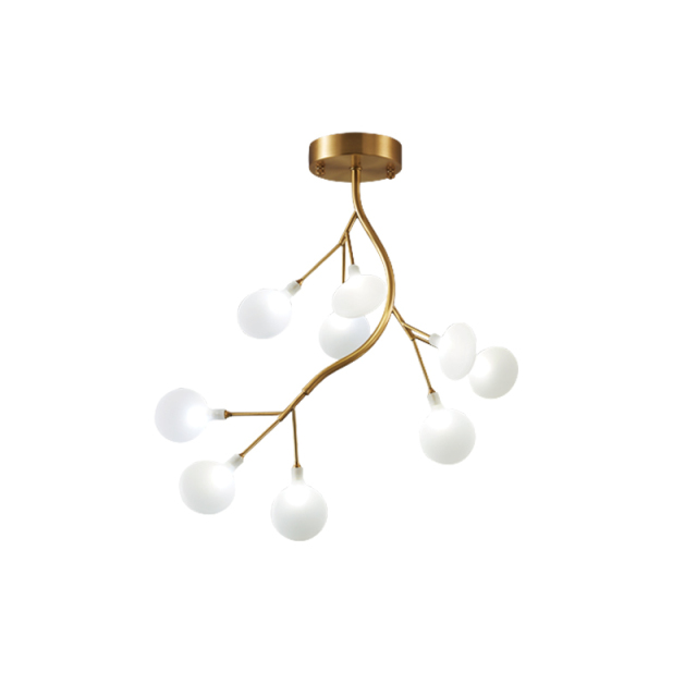 9-Light Contemporary Chandelier Ceiling Light with Sputnik Arms in Acrylic Shades for Master Bedroom/Living Room