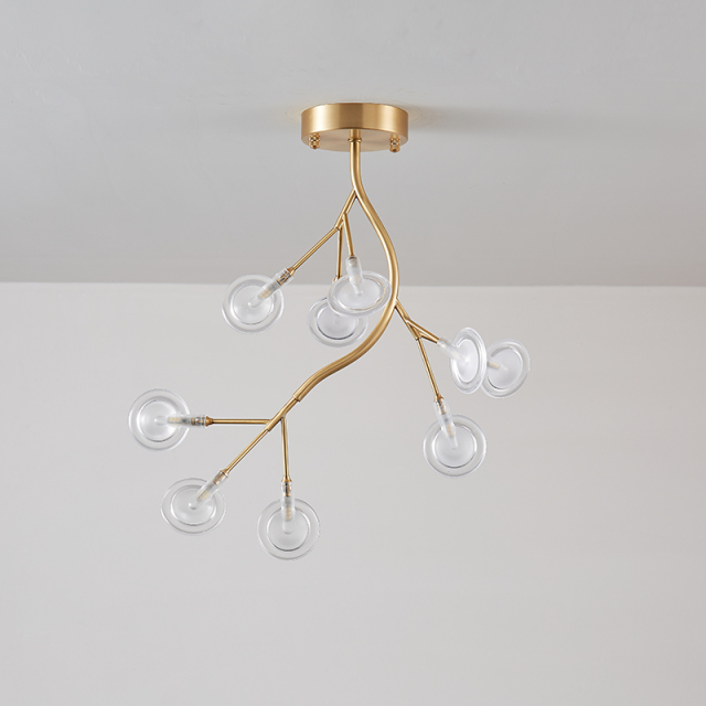 9-Light Contemporary Chandelier Ceiling Light with Sputnik Arms in Acrylic Shades for Master Bedroom/Living Room