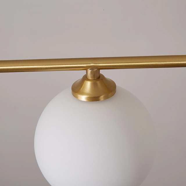 Contemporary Modern 4-Light Linear Ceiling Light in Brass with Glass Globes for Living Room Dining Room Kitchen Bedroom