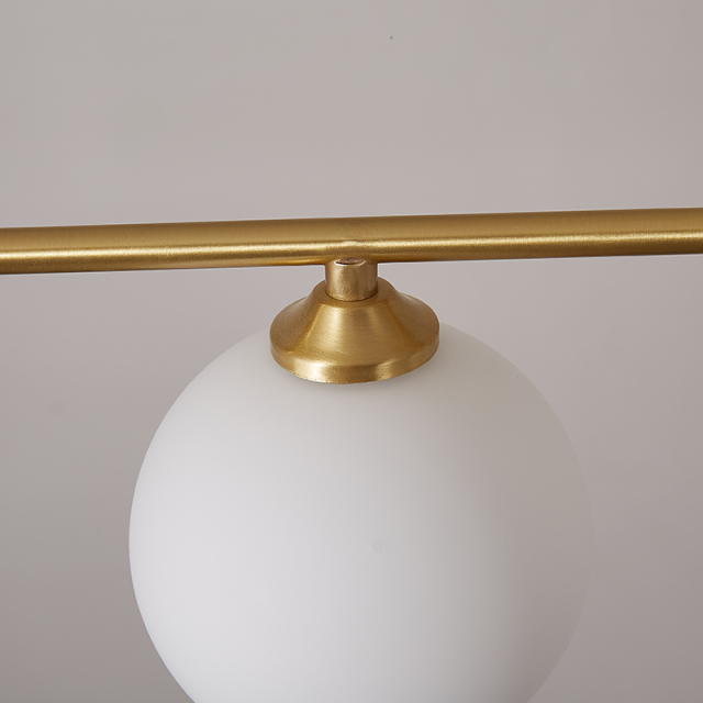 Contemporary Modern 4-Light Linear Ceiling Light in Brass with Glass Globes for Living Room Dining Room Kitchen Bedroom