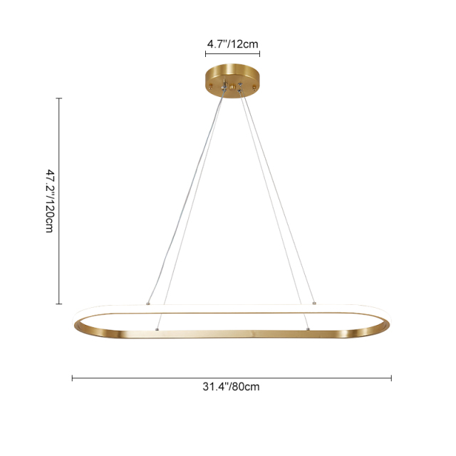 Minimalist Modern LED Pendant Lighting Oval Circular Ring Linear Chandelier