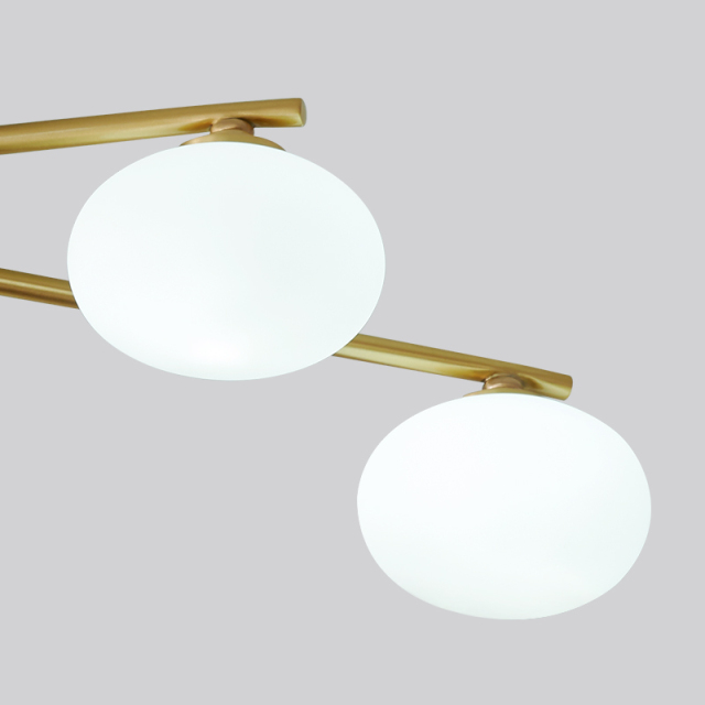 Contemporary Glam 6-Light Flush Mount Ceiling Light Fixture with Milk Glass Globes