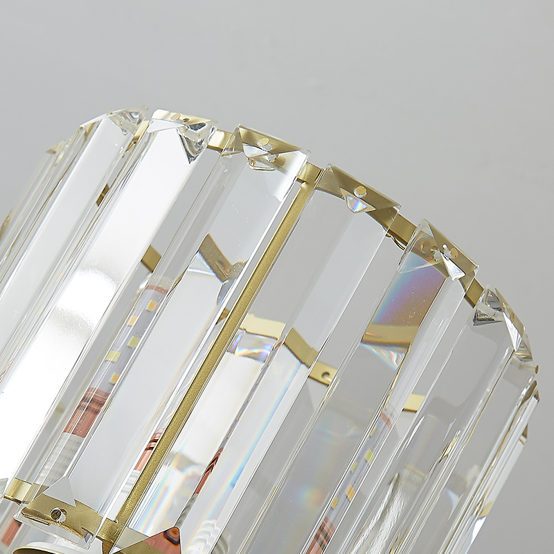 Modern Small Simple Clear Crystal Shade Cylinder Ceiling Light Flush Mount Fixture Single Light