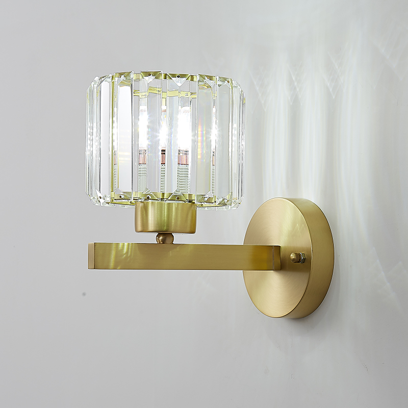 Minimalist Modern Simple Clear Crystal Shade Wall Sconce Single Light