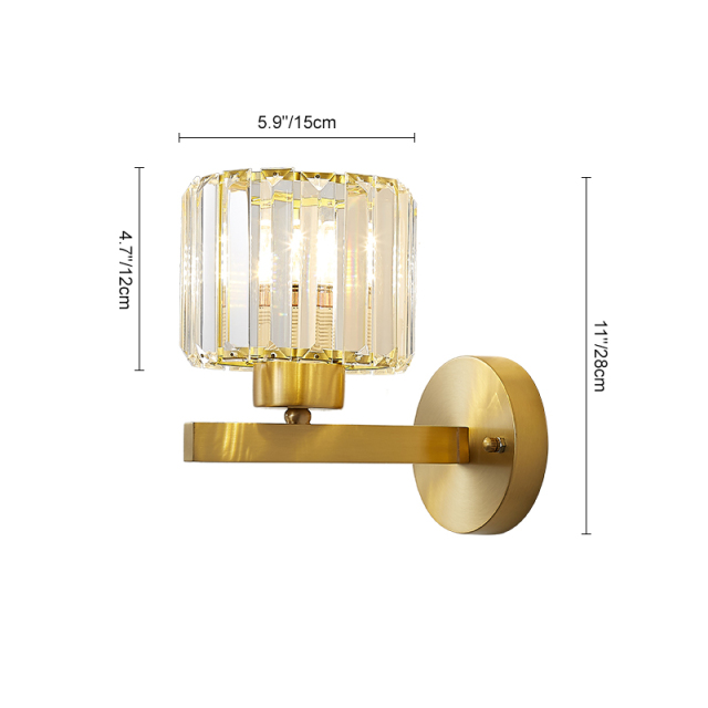 Minimalist Modern Simple Clear Crystal Shade Wall Sconce Single Light
