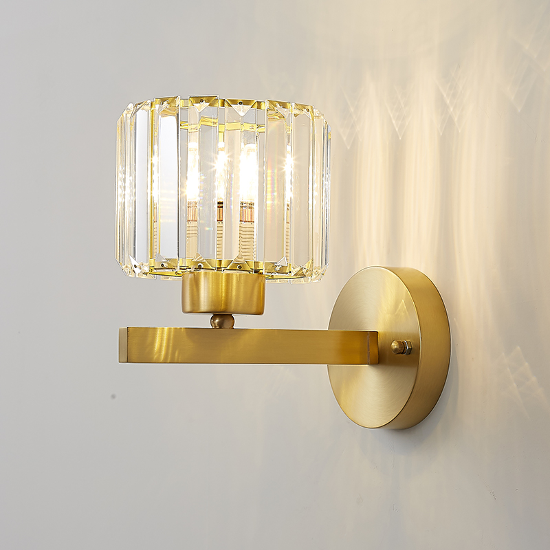 Minimalist Modern Simple Clear Crystal Shade Wall Sconce Single Light