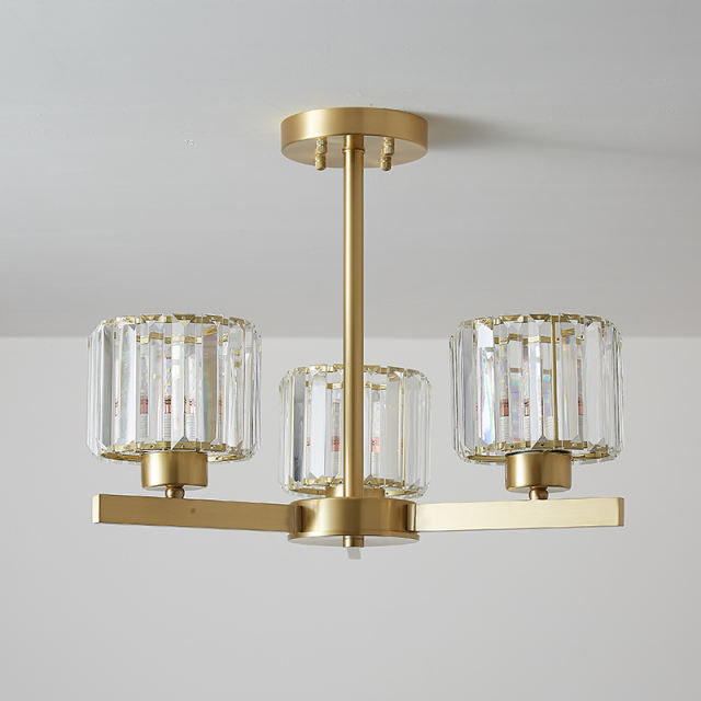 3 Light Modern Clear Crystal Shaded Sputnik Chandelier for Living Room Dining Room