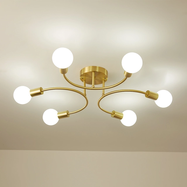 Modern Geometric 6 Light Flush Mount Ceiling Light in Three U Shape for Bedroom Living Roon Dining Room