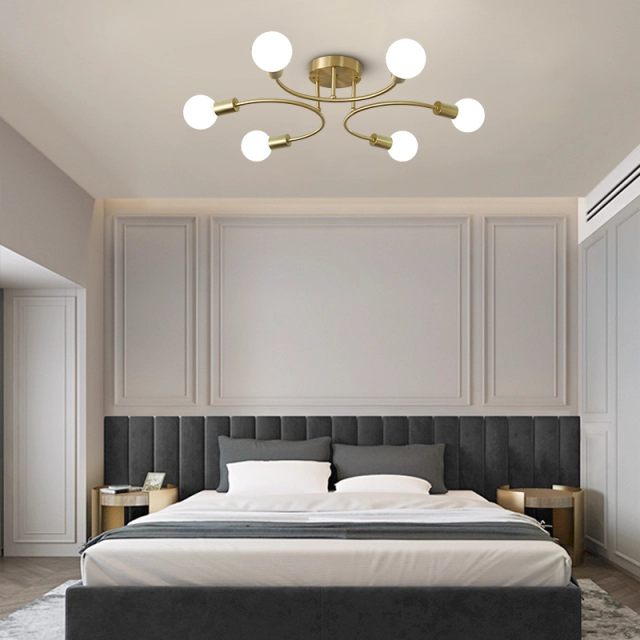 Modern Geometric 6 Light Flush Mount Ceiling Light in Three U Shape for Bedroom Living Roon Dining Room