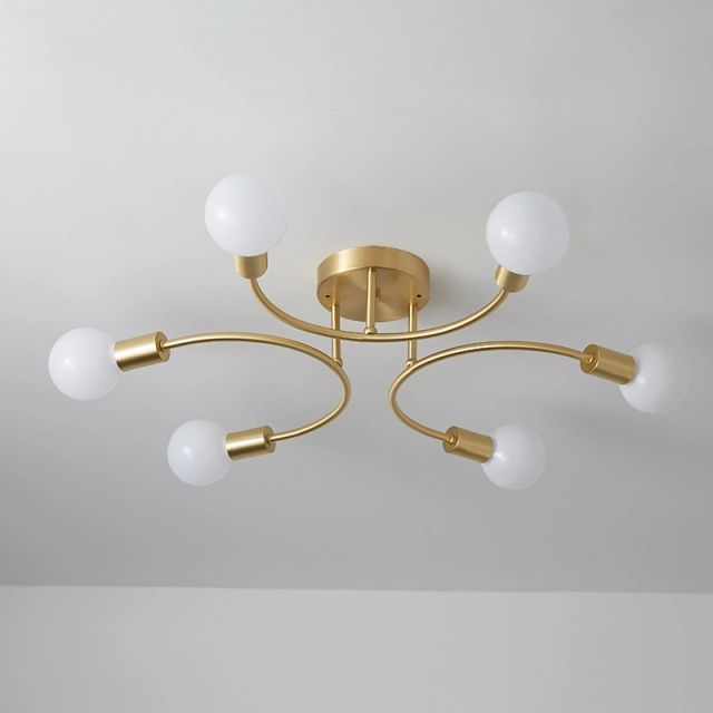 Modern Geometric 6 Light Flush Mount Ceiling Light in Three U Shape for Bedroom Living Roon Dining Room