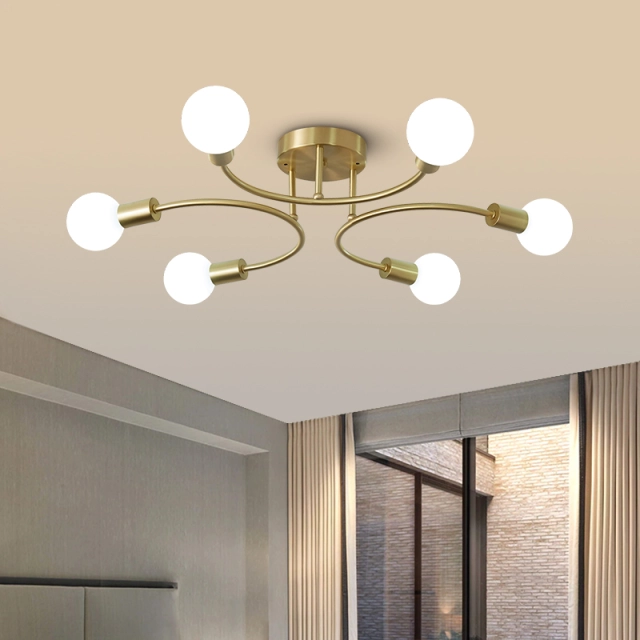 Modern Geometric 6 Light Flush Mount Ceiling Light in Three U Shape for Bedroom Living Roon Dining Room