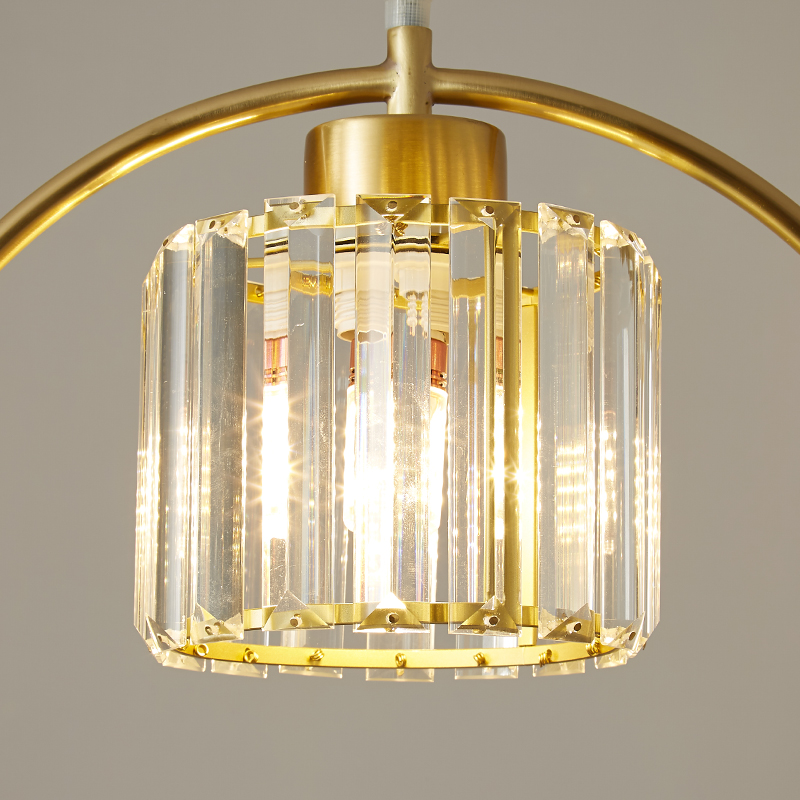 Minimalist Dragonfly Decor Round Circle Pendant Lighting in Clear Crystal Cylinder Shade