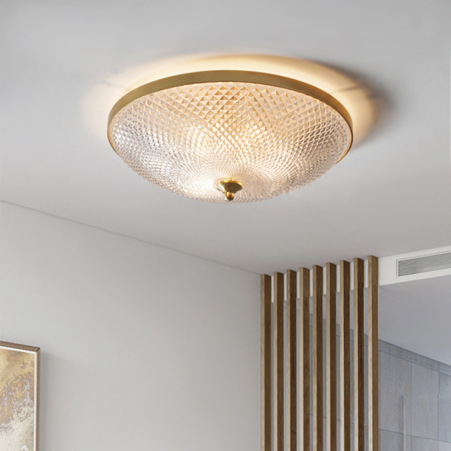 Modern Brass 3-Light Flush Mount Ceiling Light in Glass Bowl Shape