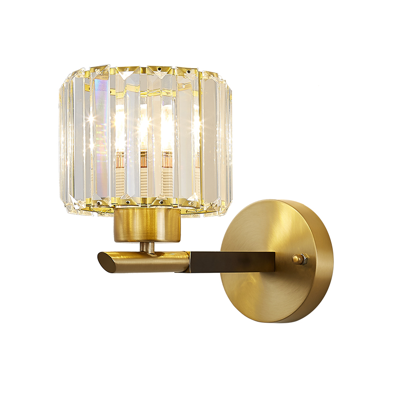 Modern Simple Clear Crystal Shade  Wall Sconce in Round Canopy Single Light
