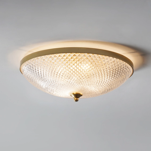 Modern Brass 3-Light Flush Mount Ceiling Light in Glass Bowl Shape