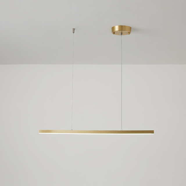 Modern LED Linear Ceiling Light in Brass Hanging Pendant for Restaurant /Kitchen