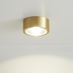 Modern Minimalist Small Brass LED Flush Mount Ceiling Light in Circle Round Shape