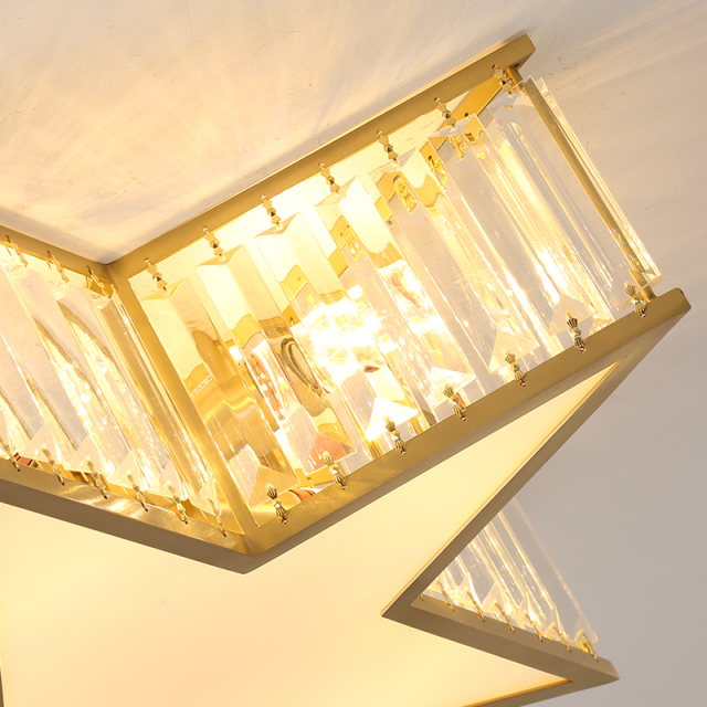 Glam Simplicity Star Shape 5-Light LED Crystal Shade Flush Mount Ceiling Light
