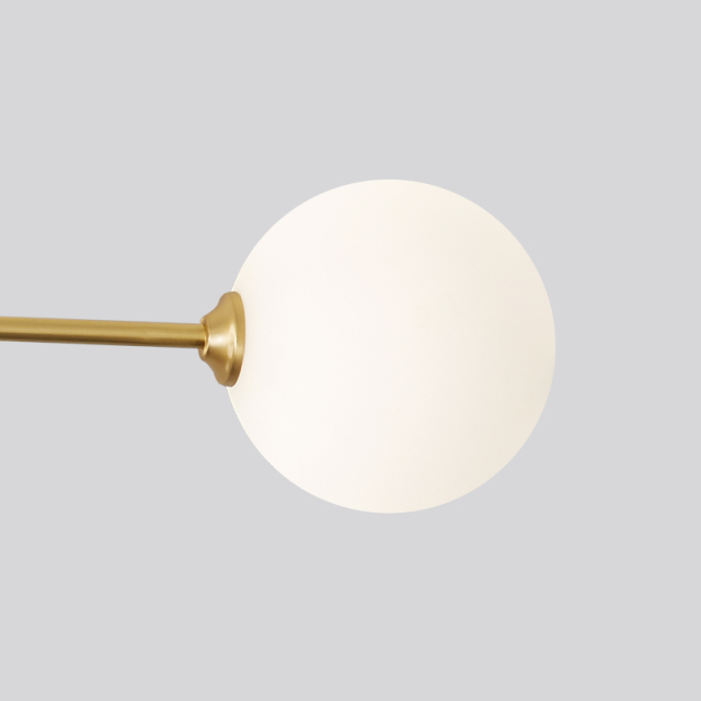 Modern Mid-century Cross Type Brass Sputnik Opal Globes 6 Light Flush Mount Ceiling Light for Living Room Dining Table