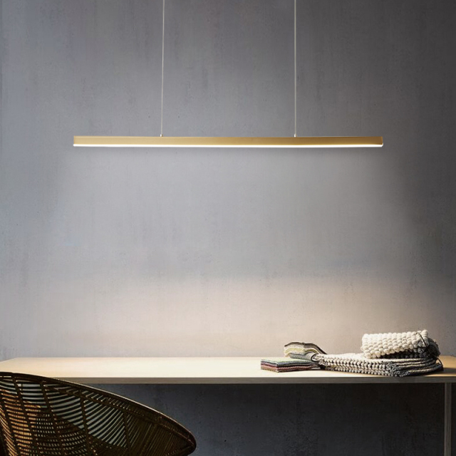 Modern LED Linear Ceiling Light in Brass Hanging Pendant for Restaurant /Kitchen